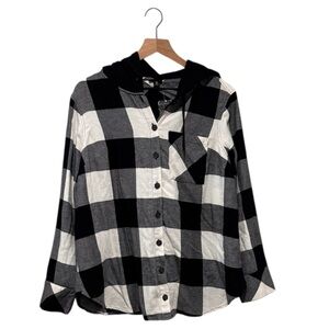 Torrid Monochrome Plaid Hooded Shirt